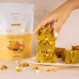 Matcha Golden Milk blondies